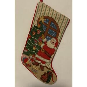 vintage needlepoint Christmas stocking